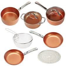 Copper Chef Copper Chef 9 Piece Aluminum Non Stick Pan Set Wayfair In 2020 Copper Chef Pots And Pans Sets Copper Cookware