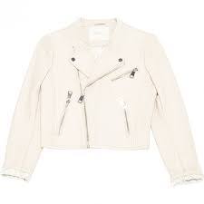 Pre Owned Maje Leather Biker Jacket 216 Liked On Polyvore Featuring Outerwear Jackets Pink Motorc Pink Leather Jacket White Jacket Leather Biker Jacket