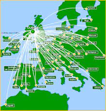 Aer Lingus Destinations Map Aer Lingus Route Map - Europe From Dublin | Авиация