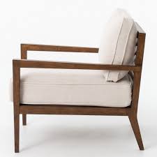 Laurent Wood Frame Beige Linen Accent Chair Linen Accent Chairs Upholstered Desk Chair Outdoor Dining Chair Cushions