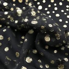 Black And White Polka Dot Chiffon Fabric Italian Metallic Polka Dot Silk Chiffon Black Gold Metallic Silk Chiffon Fabric Silk Chiffon Chiffon Fabric