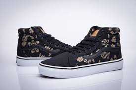 Black And Gold Vans Shoes Vans 16 50th Anniversary Black Gold Series High Male And Female Shoes Sk8 Hi Slim 36 4414 Vans Vans Vans Sk8 High Vans Shop