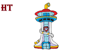 In top of the tower each dog wear their suit and a backpack full of useful tools called pup packs. How To Draw Paw Patrol Lookout Tower Youtube