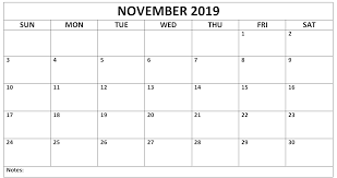 2019 Blank Calendar Monthly Template Weekly Calendar Template Calendar Printables November Printable Calendar