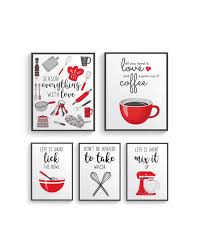 red gray kitchen wall art prints
