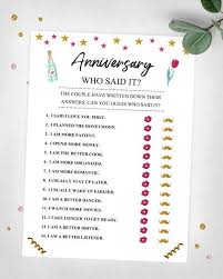 Anniversary Who Said It Party Keepsake Game 25th 30th Etsy In 2020 25th Wedding Anniversary Party 40th Anniversary Party Anniversary Party Games