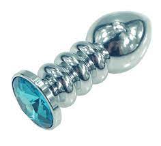 Silver Metal Alloy Anal Dildo Butt Plug Sex Toy (4 Length) Ribbed Dilator