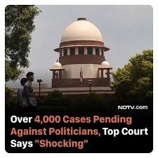 m-Indicator - Nearly 4,500 criminal cases are pending against sitting and former legislators across the country, data from 24 High Courts have shown. The Supreme Court said the state of affairs is "