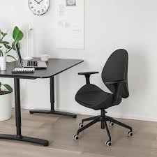 Hattefjall كرسي مكتب بمساند ذراعين Smidig أسود أسود Ikea
