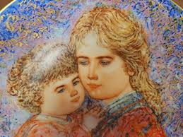 Edna Hibel Collector Plate Original Box Erica and Jamie Mother's Day 1985