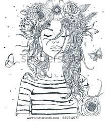 Beautiful Portrait Of Woman With Flowers Coloring Books Coloring Pages Coloring Pages For Girls