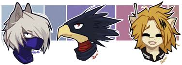 Kamijirou | bnha — kaminari x jirou. 30700 Safe Artist Tayga Crafts Denki Kaminari My Hero Academia Fumikage Tokoyami My Hero Academia Mezo Shoji My Hero Academia Bird Earth Pony Equine Feline Fictional Species Gryphon Mammal Pony Ambiguous Form Hasbro