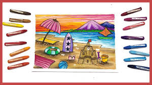 Gambar pantai dengan pewarnaan crayon. Cara Menggambar Dan Mewarnai Pemandangan Pantai Dengan Crayon Oil Pastel Youtube