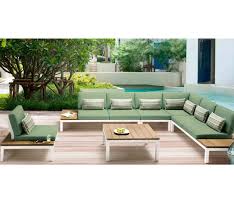 Garten Lounge Pebble Beach Trend Grun Teak Holz Outdoor Furniture Sets Living Room Sofa Design Outdoor Sectional Sofa