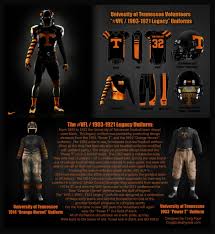 No flashy alternates necessary here as these uniforms ooze history and speak volumes every time. Ut Vfl 1903 1921 Legacy Football Uniform Promo Card University Of Tennessee University Of Tennessee Tennessee Football Tennessee