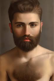 Superbe homme gay barbu de 18 ans, hyperdétaillé et hyper réaliste, avec  une poitrine poilue, un réalisme masculin, hyper réaliste et détaillé, dans  le style des cheveux blonds de Thomas Eakin, réalistes,