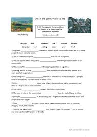 City Vs Countryside Comparatives Worksheet Free Esl Printable Worksheets Made By Teachers Comparative Adjectives Teaching Jobs Countryside