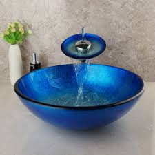 round blue washing tempered glass basin