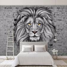 Black And White Mural Wall Custom Photo Wallpaper Modern Black And White Lion Mural Living Room Kids Bedroom Background Wall Painting Creati In 2020 Lion Mural Black And White Lion Lion Wall Art