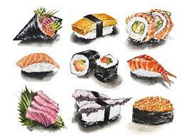 Sushi Print Food Art Japanese Cuisine Japan Colorful Etsy In 2020 Food Art Sushi Art Sushi Artwork