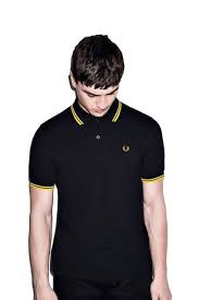 Black And Gold Fred Perry Polo Shirt Sign In Camisa Polo Polo Masculino Camiseta Masculina