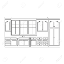 kitchen elevation line drawing