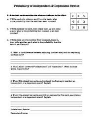 Probability Independent Vs Dependent Compound Events Probability Guided Practice Independent Practice