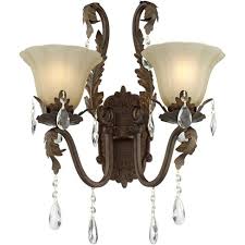 Regency Hill Wall Light Sconce Iron Leaf Roman Bronze Hardwired 15 1 2 High 2 Light Fixture Crystal Scroll Arms Bedroom Bathroom Target
