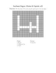 So we have divided the us states and capitals map puzzles into five regions of the us. 5 Regions Southwest Crossword States Capitals V 2 States And Capitals Southwest Region Region