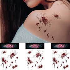 Waterproof Temporary Tattoo Sticker For Women Lycoris Radiata Flower Art  Tatoo Flash Tatto Shoulder Clavicle Fake Tattoo Sticker - Temporary Tattoos  - AliExpress