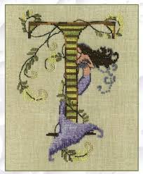 Line letters do not have to be plain. Nora Corbett Mermaid Letters From Nora Designs Cross Stitch Designs