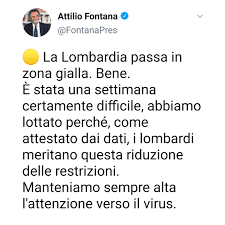 Attilio Fontana La Lombardia Passa In Zona Gialla Bene Facebook