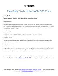 Free Study Guide For The Nasm Cpt Exam