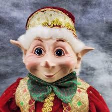 Hobby Lobby CHRISTMAS Posable Elf PIXIE DOLL FARIES Wire Frame 18" Tall Red  Gold