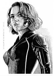 Portrait of Black Widow, Scarlett Johansson by Stefanosart on Stars  Portraits - 1