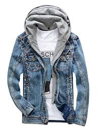 Men Denim Jacket Hooded Short Jacket Patchwork Washed Jean Jacket Denim Jacket Men Hooded Jean Jackets Mens Jackets