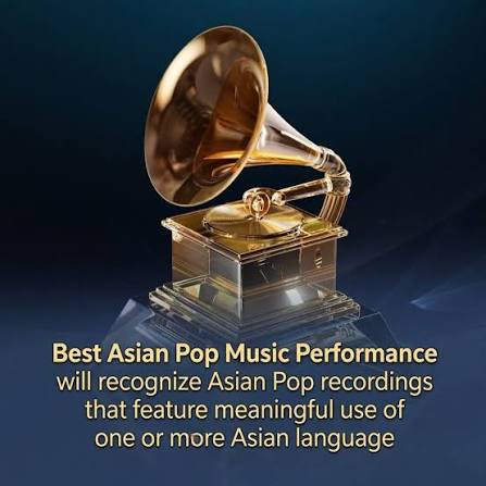 GRAMMYs will introduce the Best Asian Pop Music Performance category at next year's ceremony.