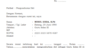 Surat pengunduran diri atau surat resign adalah salah satu jenis surat yang efektif digunakan oleh karyawan. Wacana Terkini Contoh Surat Pengunduran Diri Guru Dari Sekolah Format Word