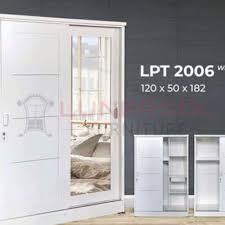 Lemari pakaian 4 pintu minimalis ukuran panjang 183cm tinggi 194cm dan lebar 51.5cm bahan multiplek dengan ketebalan. Jual Lemari Pakaian 2 Pintu Sliding Geser Full Cermin Kab Bogor Weston Store Tokopedia