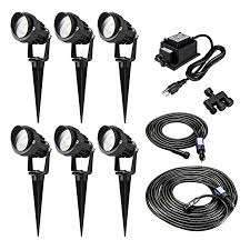 G Lux Series Landscape Lighting Kit 6 Spotlights Low Voltage Transformer Plug And Play Super Bright Leds