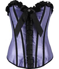 Corset tops for women for waist training and special occasions. Purple Satin Corset With Pleats Discreet Tiger