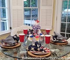 Between naps on the porch. A Red White Blue Patriotic Table Setting In Honor Of Memorial Day Between Naps On The Porch