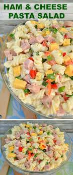 A Simple Yet Popular Delicious Ham And Cheese Pasta Salad With Just Enough Dressing To Make It Tasty E Ham And Cheese Pasta Salad Recipes Pasta Salad Recipes