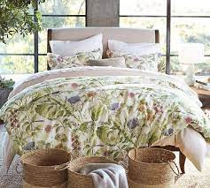 Pottery barn duvet cover full/queen 100% cotton floral + 6 pillow shams. Thistle Floral Print Organic Percale Patterned Duvet Cover Sham Pottery Barn