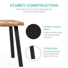 For the minimalist shopper, marble and concrete table tops are also a common choice. Best Choice Products 6 Person Indoor Outdoor Patio Rustic Acacia Wood Picnic Dining Table W Metal Finish Legs Tables Patio Lawn Garden Ourvagabondstories Com