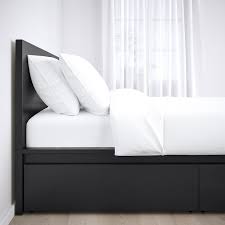 Malm High Bed Frame 4 Storage Boxes Black Brown Luroy Queen Ikea In 2020 High Bed Frame Bed Frame Adjustable Beds