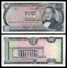 Colombia 100 Pesos Oro 20 7 1973 P 415 Vf Billetes Colombianos Billetes Billetes Del Mundo