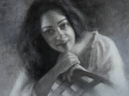 Portrait of Woman, Original Charcoal/Pastel Drawing, work