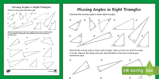 The equilateral triangle can be broken into two right triangles, where the legs are and and the hypotenuses is. Find The Missing Angles In Right Triangles Activity