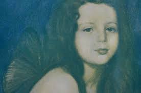 Antique Collotype Print Psyche William Sergeant Kendall Fairy Butterfly 18"